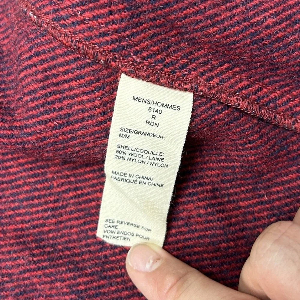 Woolrich Shirt Jacket Men M Burgundy Excellent Herringbone Wool Blend Snap Front